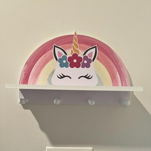 NEW  Unicorn Wall Shelf Decor for Girls Bedroom, Rainbow Decoration Kids - Picture 1 of 7